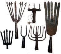 SPEARS: Collection of 6 Victorian salmon leisters and eel spears, ranging from an 18