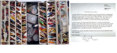 PETER THOMAS LURE BOX: Large model ABU SVANGSTA Old Pal Design cantilever tackle box, formerly the