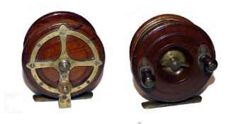 REEL: Rare Allcock's Ring Back brass and mahogany Nottingham sea/ pike reel, model 5149,  4