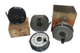 REELS: (4) Collection of 4 JW Young alloy fly reels, a Beaudex 4