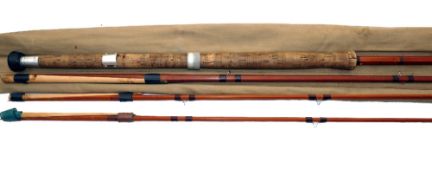 ROD: JS Sharpe of Aberdeen 12' 3 piece with correct spare tip, spliced joint salmon fly rod,
