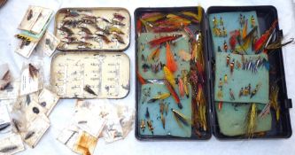 FLIES & BOXES: (Qty) Hardy black japanned fly box 7
