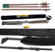 ROD POD & LANDING NET ETC: (5) Solar Sod Pod in stainless steel, fully adjustable legs, centre bag