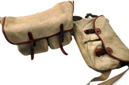 TACKLE BAGS: (2) Traditional canvas/leather tackle bag of rectangular form, 16