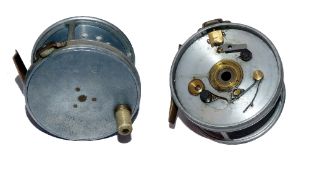 REEL: C Farlow & Co  London  patent 3398 alloy wide drum salmon fly reel, 3.5