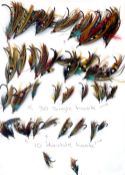 FLIES: Collection of 43 gut eye salmon flies, ranging in size 1