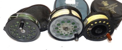 REELS: (3) An Aquarex 400 S alloy salmon fly reel, sliding brake check adjuster, twin U shaped