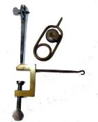 ACCESSORIES: (2) Victorian brass/steel pocket fly tying vice, fitted with 2