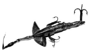 LURE: Ex rare A Young of London Gregory style articulated nickel fish lure, 1.75