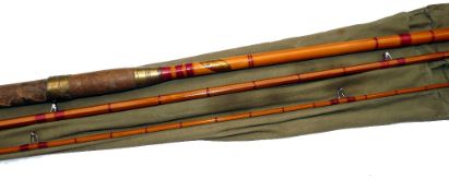 ROD: Allcock Wizard 11' 3 piece Avon style rod, whole cane butt, split cane middle/tip, red gate