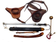 ACCESSORIES: (7) C Farlow, 11 Panton St., London leather rod butt harness for big game fishing, 8