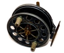 REEL: Allcock Aerial side lever check centre pin alloy reel, scarce 3.5