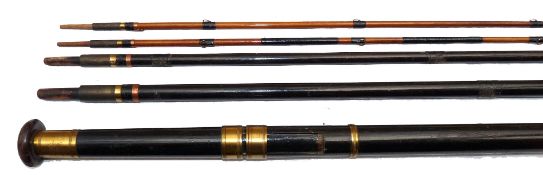 ROD: Early J Jones Maker 111 Jermyn St., London, 16' greenheart/lancewood drop ring rod, 5 piece