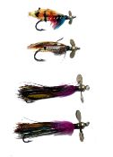 FLIES: (4) Pair of Hardy Aaro flies, approx. 1.25