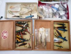 LURES: (Qty) Collection of salmon Devon fishing lures in wood and alloy, 1.5