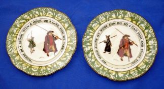 PORCELAIN: (2) Pair of Isaac Walton Royal Doulton plates, each 6.5
