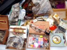 FLY TYING MATERIALS: Large mixed quantity of fly tying materials, incl. feathers, capes silks,