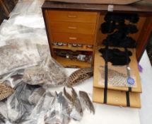 FLY TYING MATERIALS: A vintage wood portable fly tying chest 18