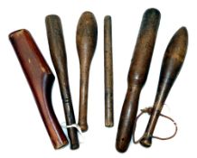 PRIESTS: (6) Collection of 6 vintage wood salmon priests, various shapes, lengths from 10