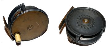 REEL: Hardy Perfect brass faced alloy trout fly reel, 3-3/8