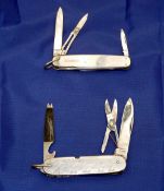 ANGLERS KNIVES (2): Stainless steel anglers knife with hook scale and measure to side plates, 4