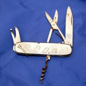 ACCESSORY: Stainless vintage angler's knife with hook scale and measure to side plates, multi