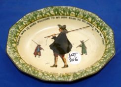 PORCELAIN: Royal Doulton Isaac Walton ware 12 sided oval dish, back stamped 