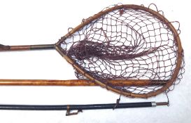 ACCESSORIES: (3) Decorative pear shaped wood framed landing net, 14