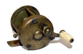 REEL: Early Haywood Maker  all brass multiplier pin stop winch, 1.5