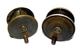 REELS: (2) A pair of Warner of Redditch salmon wide drum fly reels, 3.5