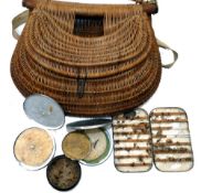 ACCESSORIES: Decorative willow water melon fly fishers creel, 16