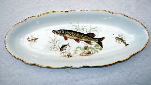 PORCELAIN:  French porcelain heavy oval fish server dish, 24