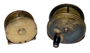 REELS: (2) G Main Maker 45 Jermyn St London all brass wide drum fly reel, 3.25