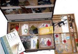 FLY TYING MATERIALS: Bob Church portable fly tying cabinet with carry handle, measures 18