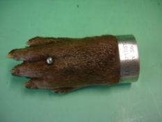An Otter's Foot Brooch Mounted in silver and engraved 