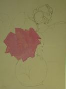 Attributed to Adolf Hitler 1889-1945 A study of roses in a vase. Unfinished drawing. Pencil and