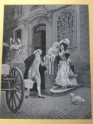 Textiles A pair of silk woven pictures depicting elegant figures in 18th century French dress.