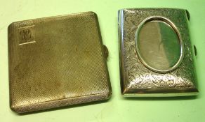 Two Silver Cigarette Cases One of curved form with removable frame for a photograph, the other