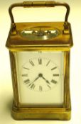 A French Brass Carriage Clock The 8 day movement numbered 12951 to back plate, with lever platform