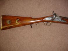 A Percussion Rifle With walnut full stock. Overall length 39