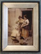 A Chrystoleon Depicting lady street vendors selling crabs. Copyright 1905 by Franz Hanfstaenol.