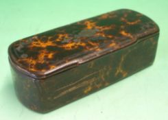 A Georgian Papier- Mache Snuff Box Faux tortoiseshell. 3 ¾