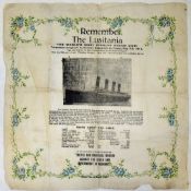 WWI Remember The Lusitania 1915 a nicely presented commemorative memoriam paper napkin sub titled 