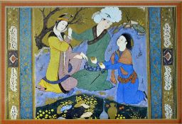 India Persian Print of a painting mounted framed and glazed overall 23 x 19cm