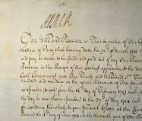 Queen Anne 1665-1714 signed document hand written in ink script, signed to the top left by Queen
