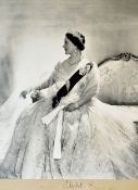 Royalty HM Queen Elizabeth The Queen Mother signed portrait photograph depicting Her Majesty wearing
