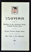 1953 Australian rugby tour to South Africa Eastern Province Rugby Union - comprising a souvenir tour