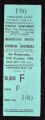 1956/1957 Manchester Utd v Borussia Dortmund European Cup match ticket 17 October at Maine Road.