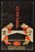 1965 France v Wales (Champions) signed rugby programme - played in Paris 27th March and signed by 12