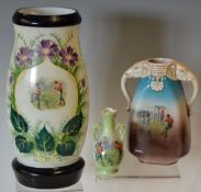 Collection of early Football Continental Ceramics to incl a large white vase decorated with a colour